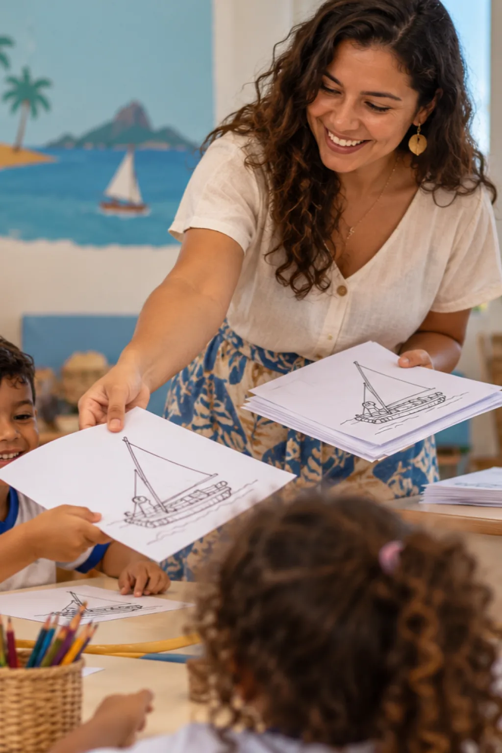 desenhos de jangada para colorir — exemplo criado na Desenhos pra Colorir