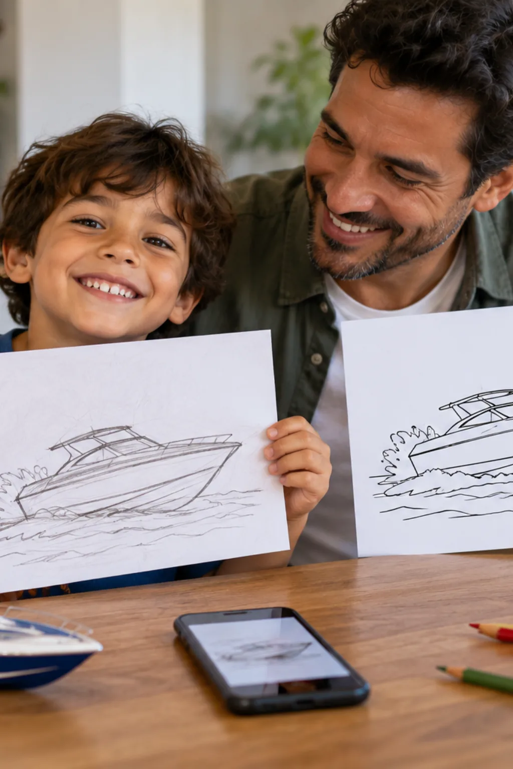 desenhos de lancha para colorir — exemplo criado na Desenhos pra Colorir