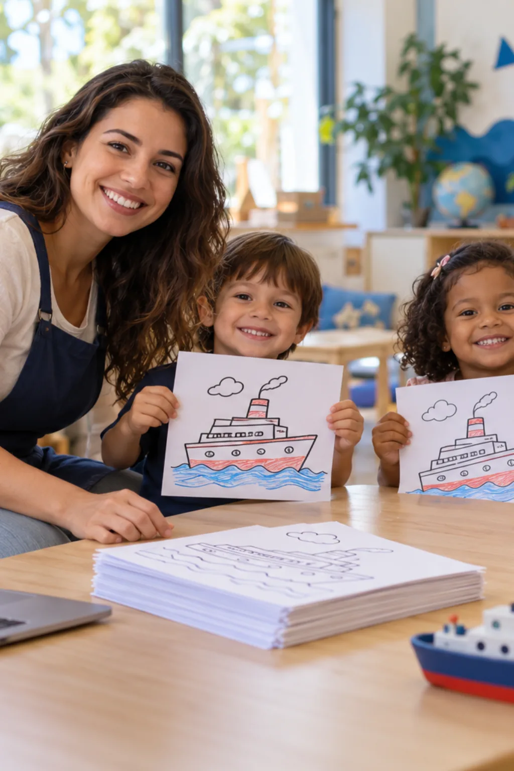 desenhos de navio para colorir — exemplo criado na Desenhos pra Colorir