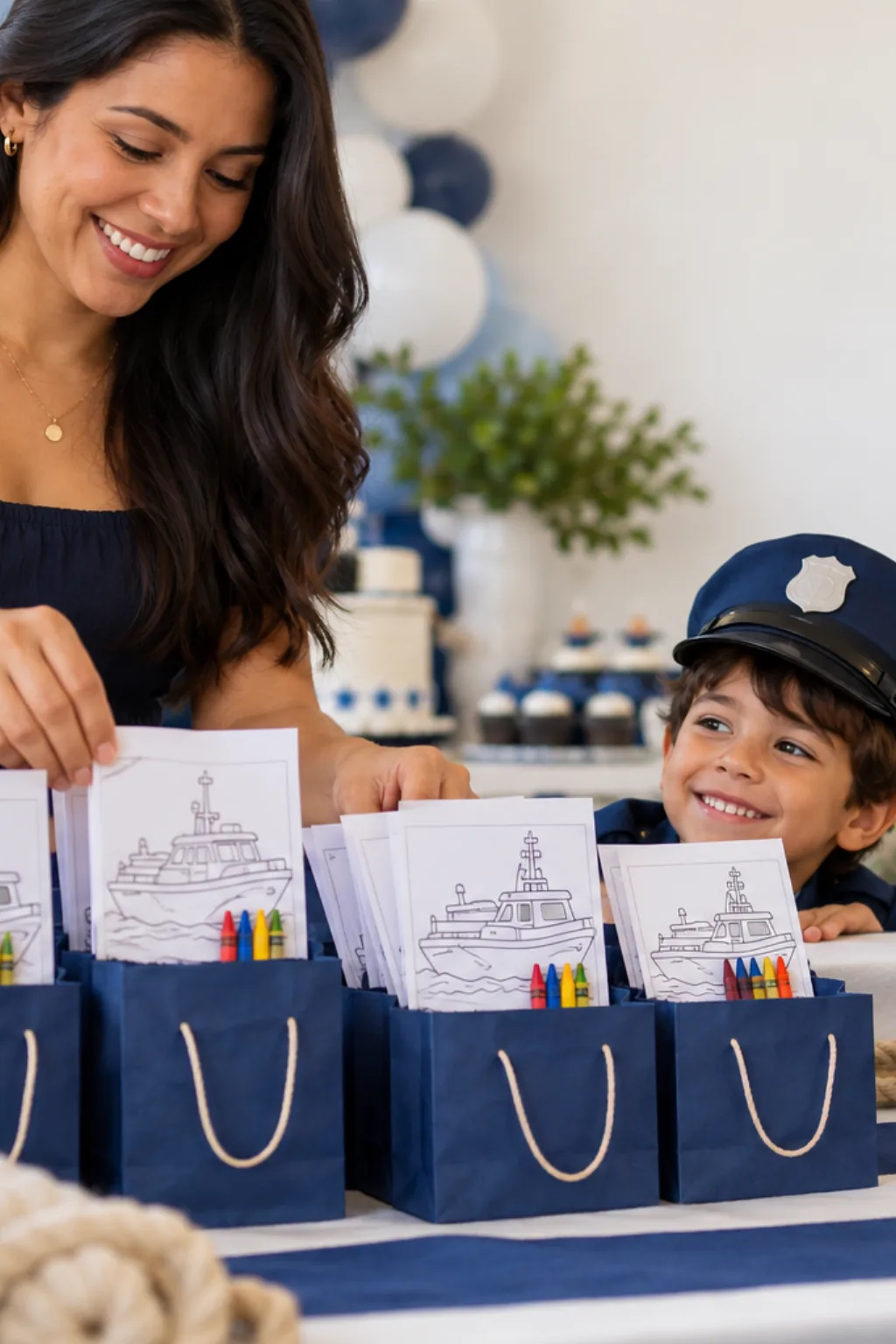 desenhos de barco da polícia para colorir — exemplo criado na Desenhos pra Colorir
