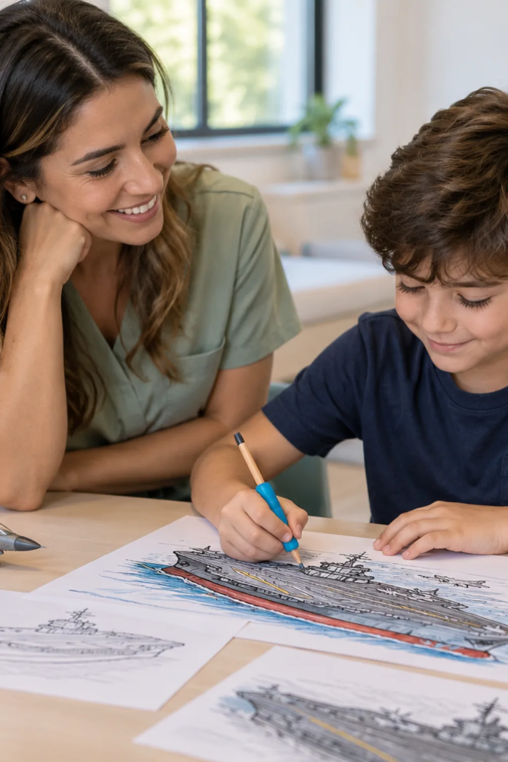 desenhos de porta-aviões para colorir — exemplo criado na Desenhos pra Colorir