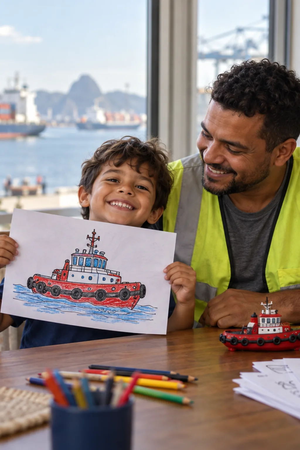 desenhos de rebocador para colorir — exemplo criado na Desenhos pra Colorir