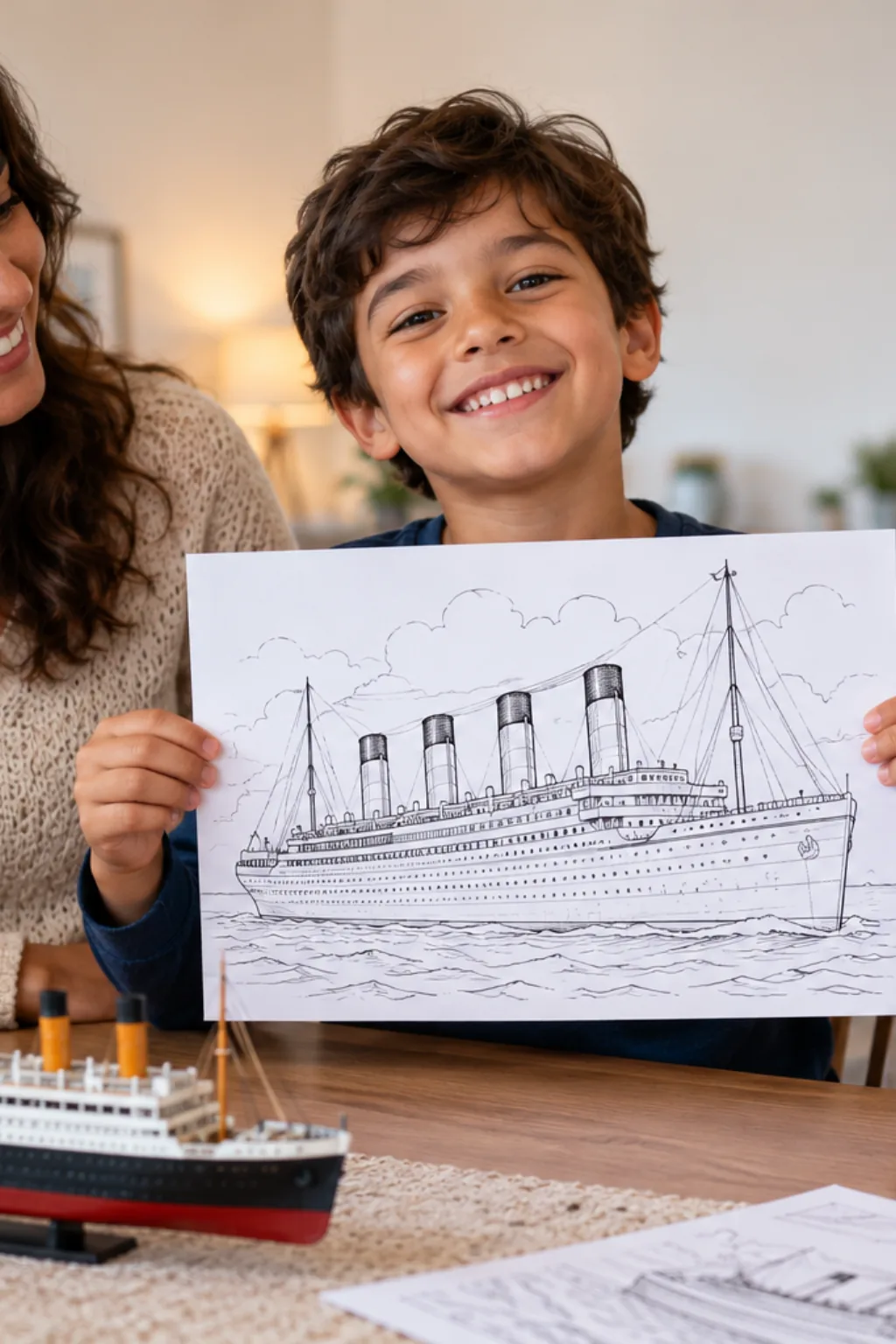desenhos do Titanic para colorir — exemplo criado na Desenhos pra Colorir
