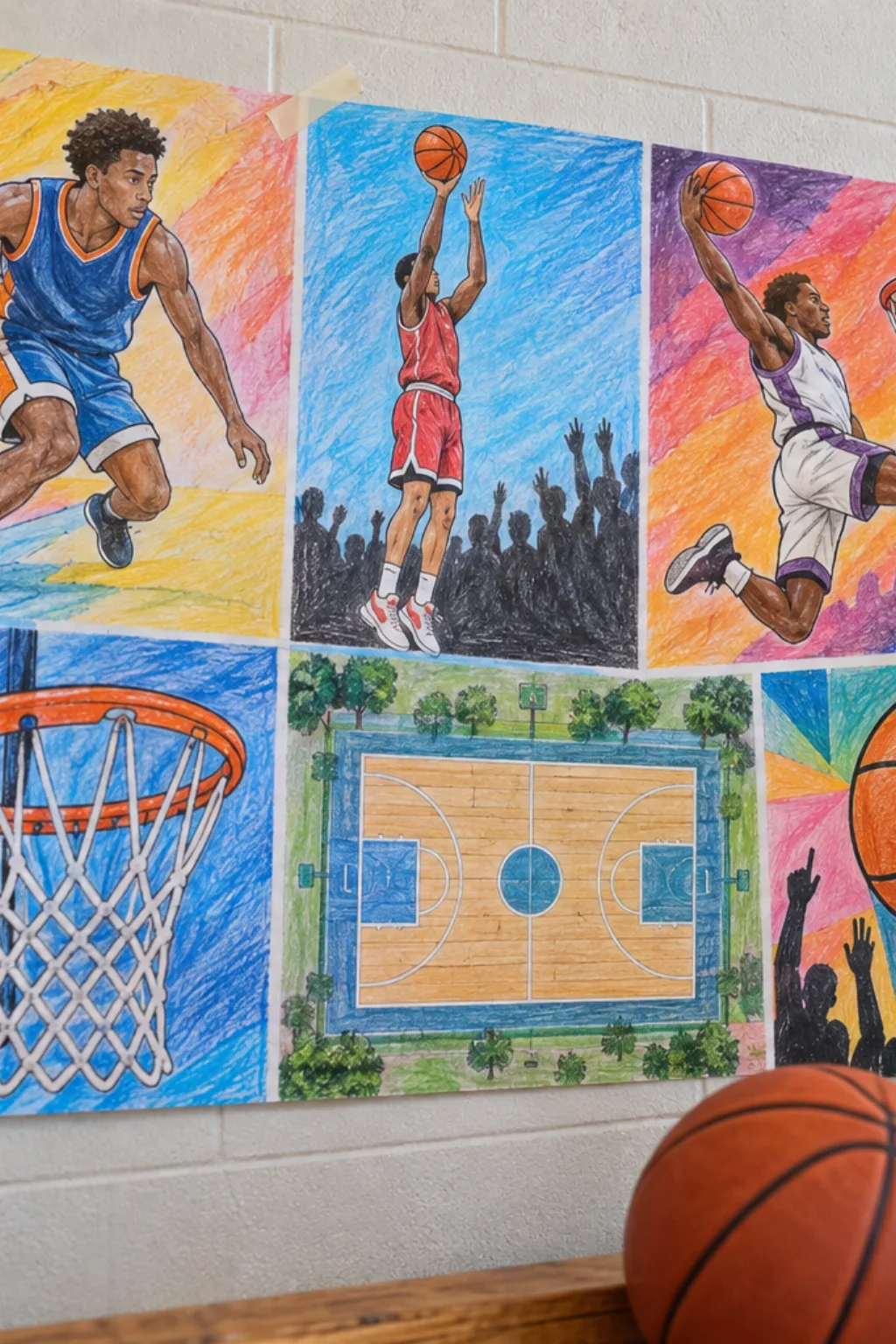 Desenhos de Basquete para Colorir - Depois