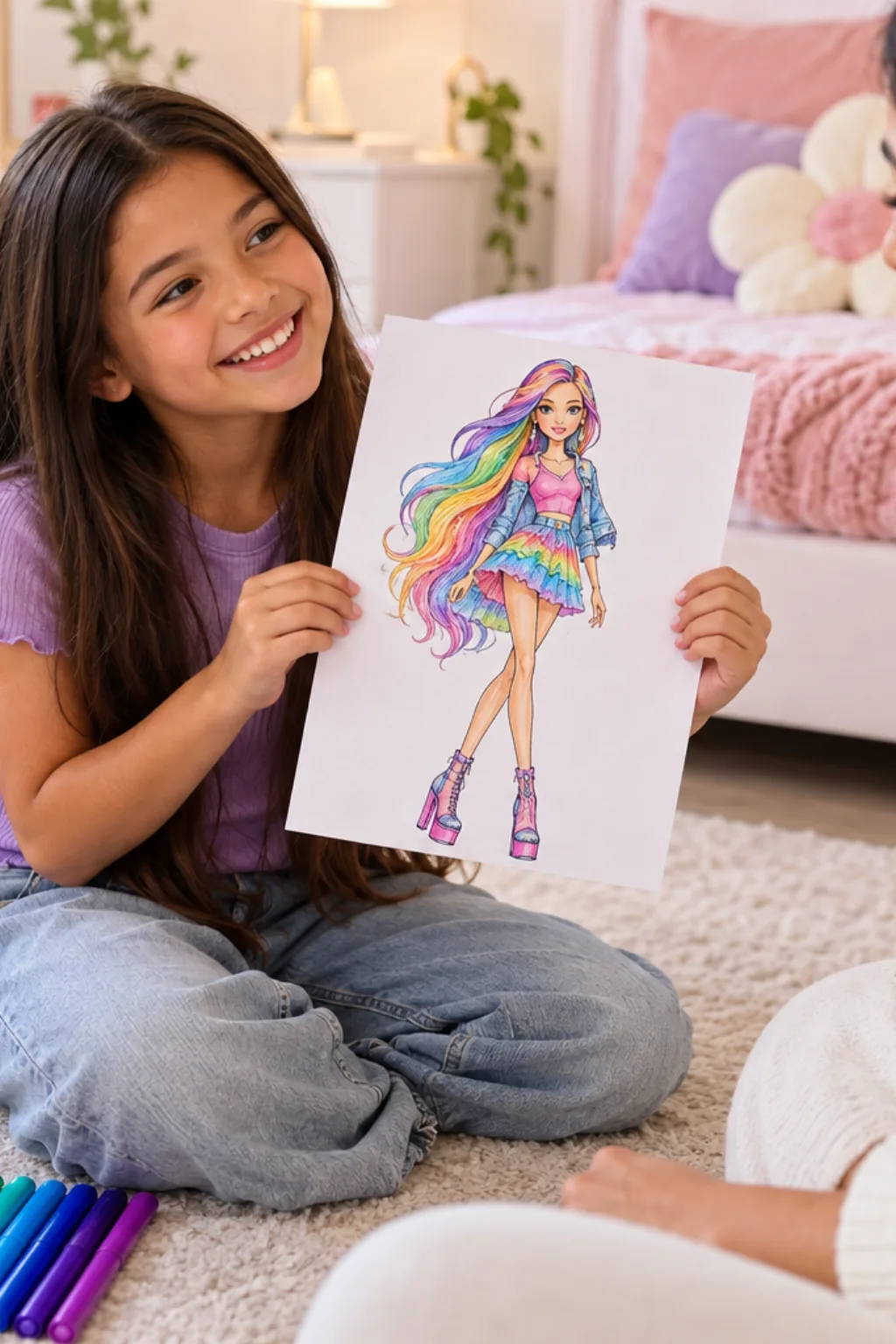 desenhos das bonecas Rainbow High para colorir — exemplo criado na Desenhos pra Colorir