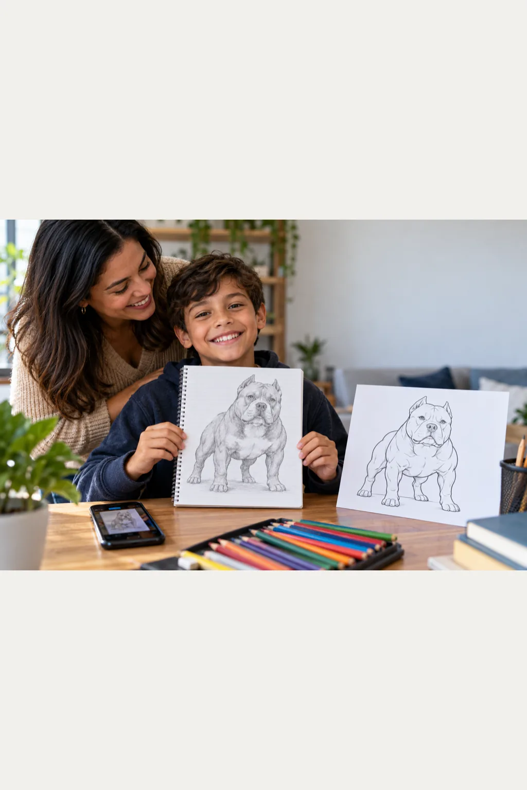 desenhos de american bully para colorir — exemplo criado na Desenhos pra Colorir