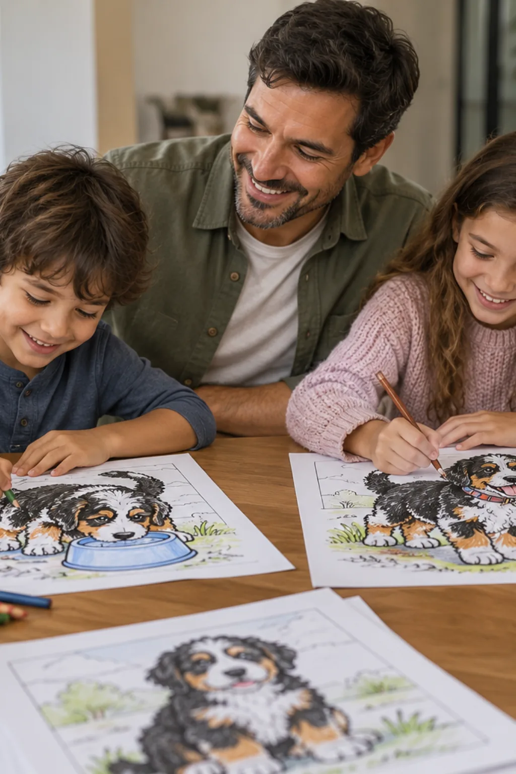desenhos de cachorro bernedoodle para colorir — exemplo criado na Desenhos pra Colorir