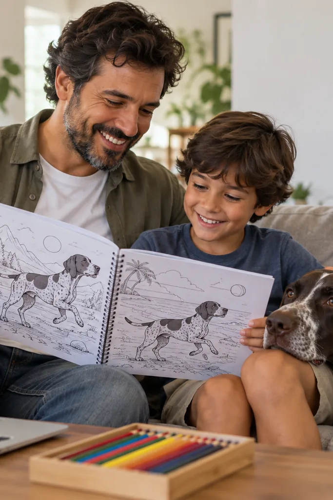 desenhos de cachorro braco alemão de pelo curto para colorir — exemplo criado na Desenhos pra Colorir