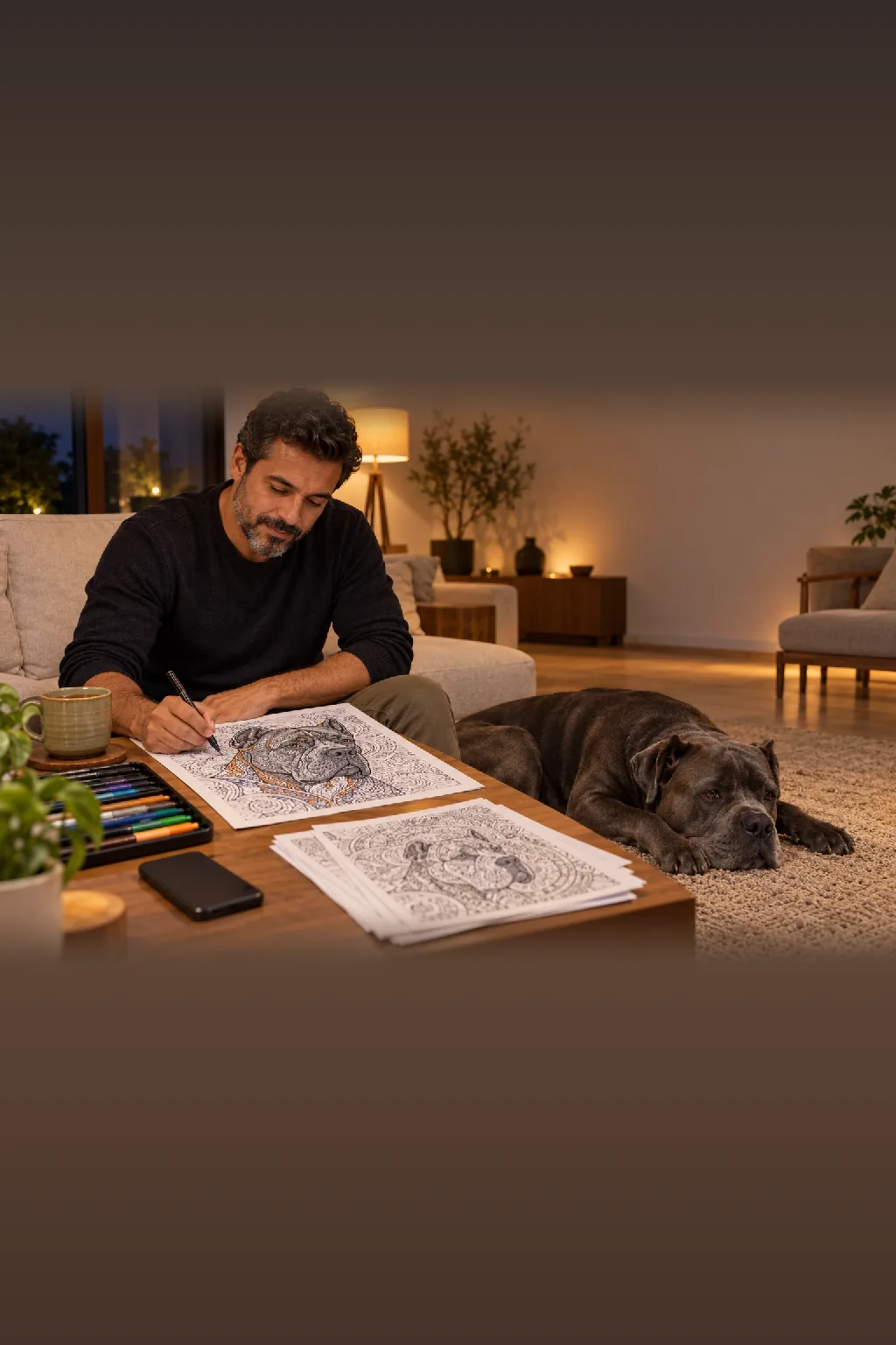 desenhos de cachorro cane corso para colorir — exemplo criado na Desenhos pra Colorir