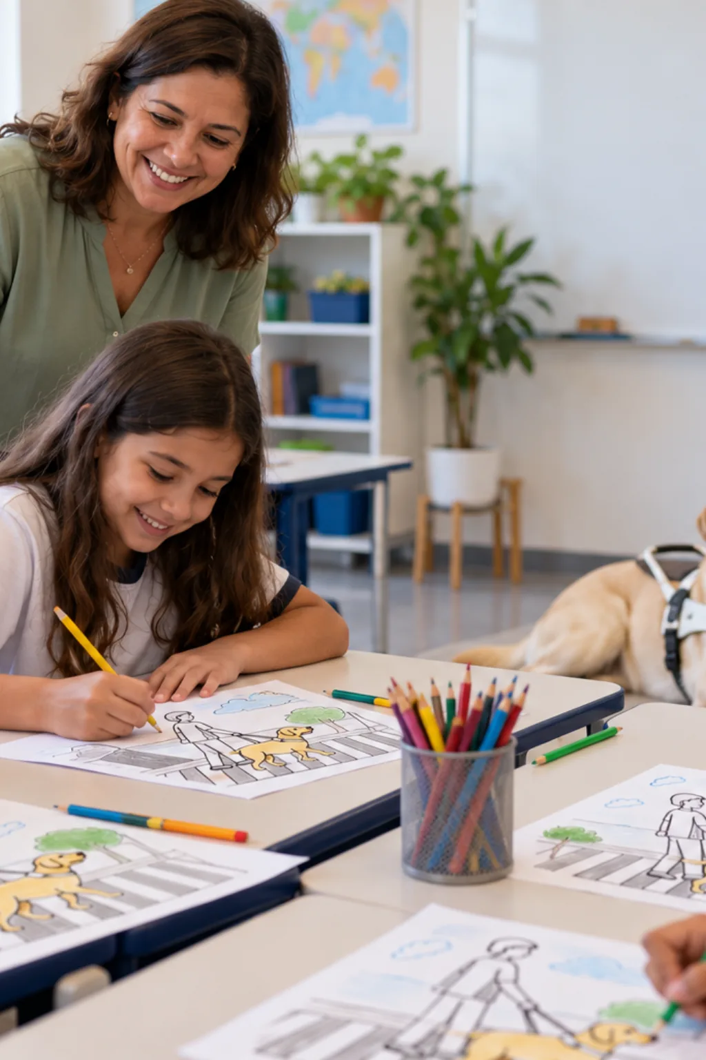 desenhos de cão-guia para colorir — exemplo criado na Desenhos pra Colorir
