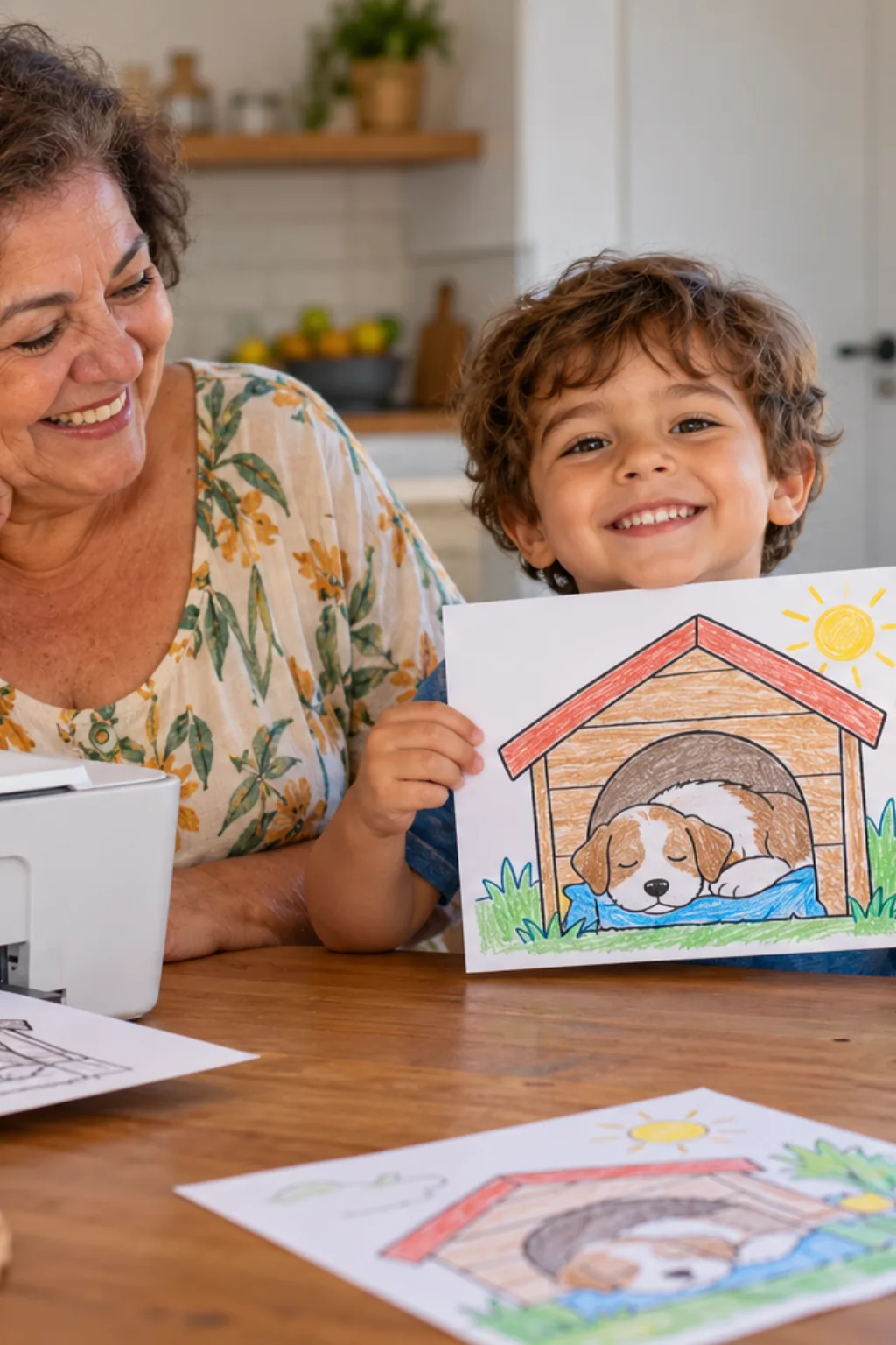 desenho de cachorro na casinha para colorir — exemplo criado na Desenhos pra Colorir