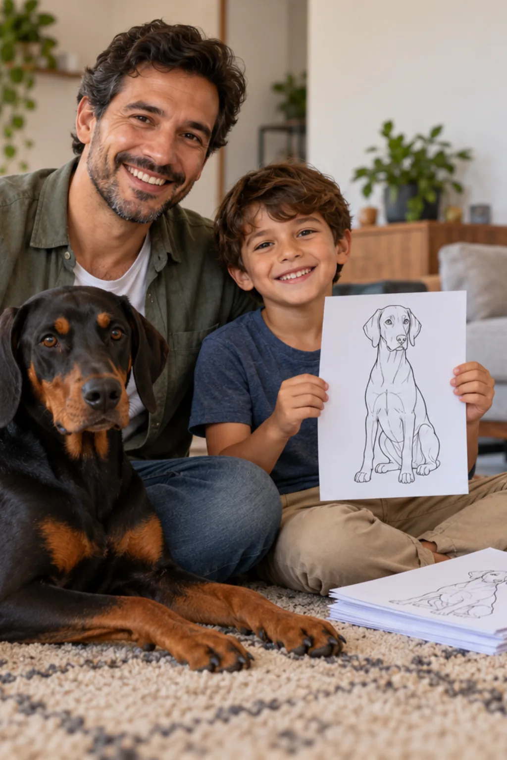 desenhos de doberman para colorir — exemplo criado na Desenhos pra Colorir