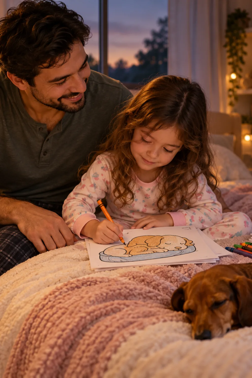 desenho de cachorro dormindo para colorir — exemplo criado na Desenhos pra Colorir