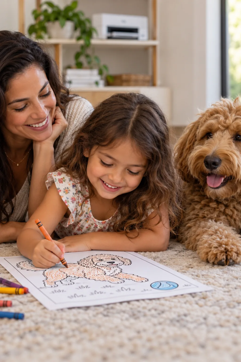 desenhos de cachorro goldendoodle para colorir — exemplo criado na Desenhos pra Colorir