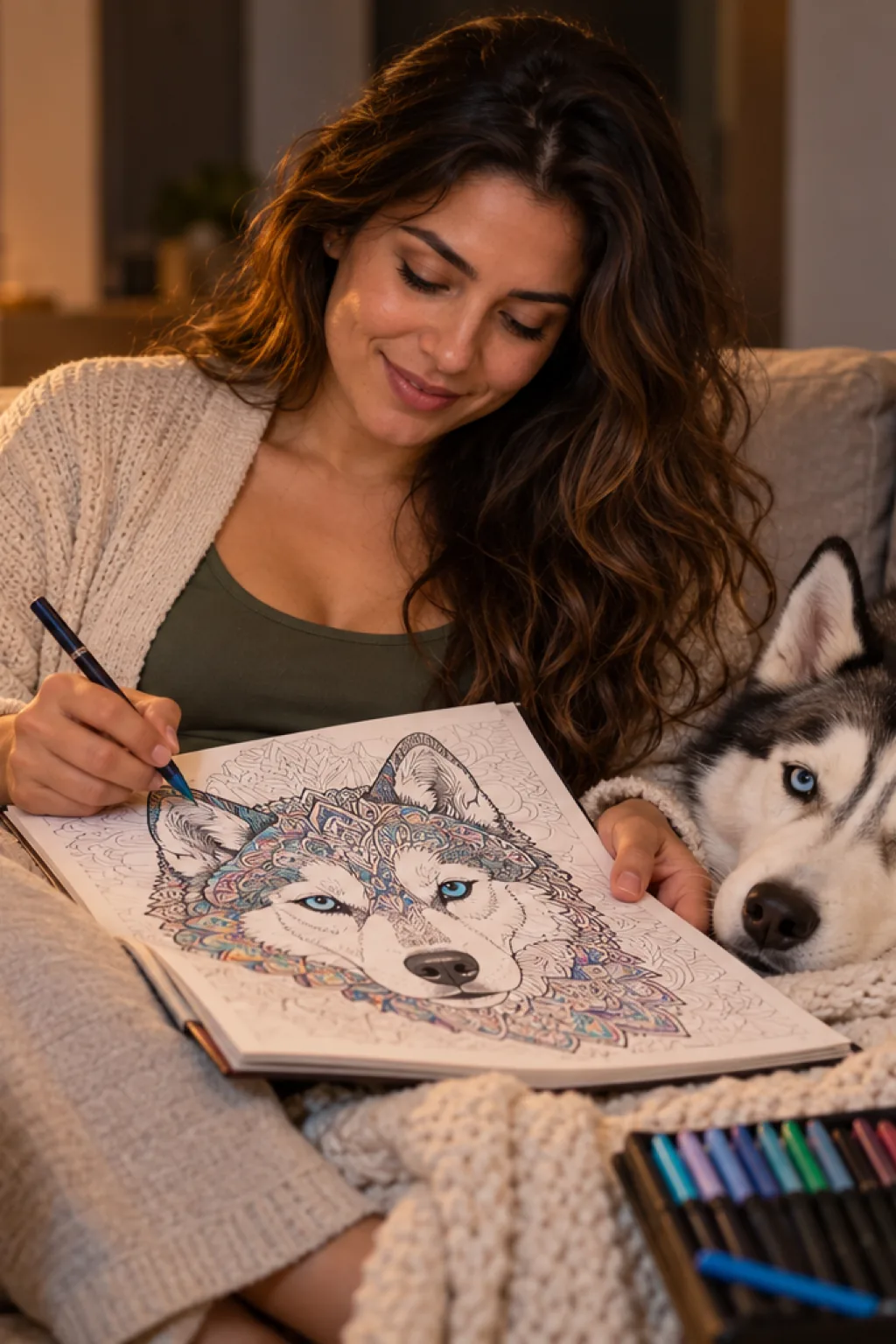 desenhos de husky para colorir — exemplo criado na Desenhos pra Colorir