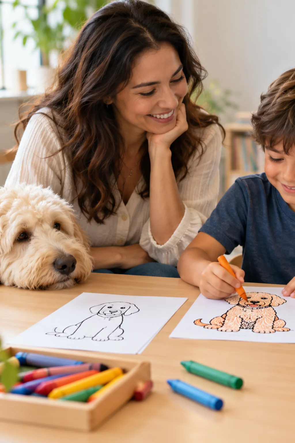 desenhos de cachorro labradoodle para colorir — exemplo criado na Desenhos pra Colorir