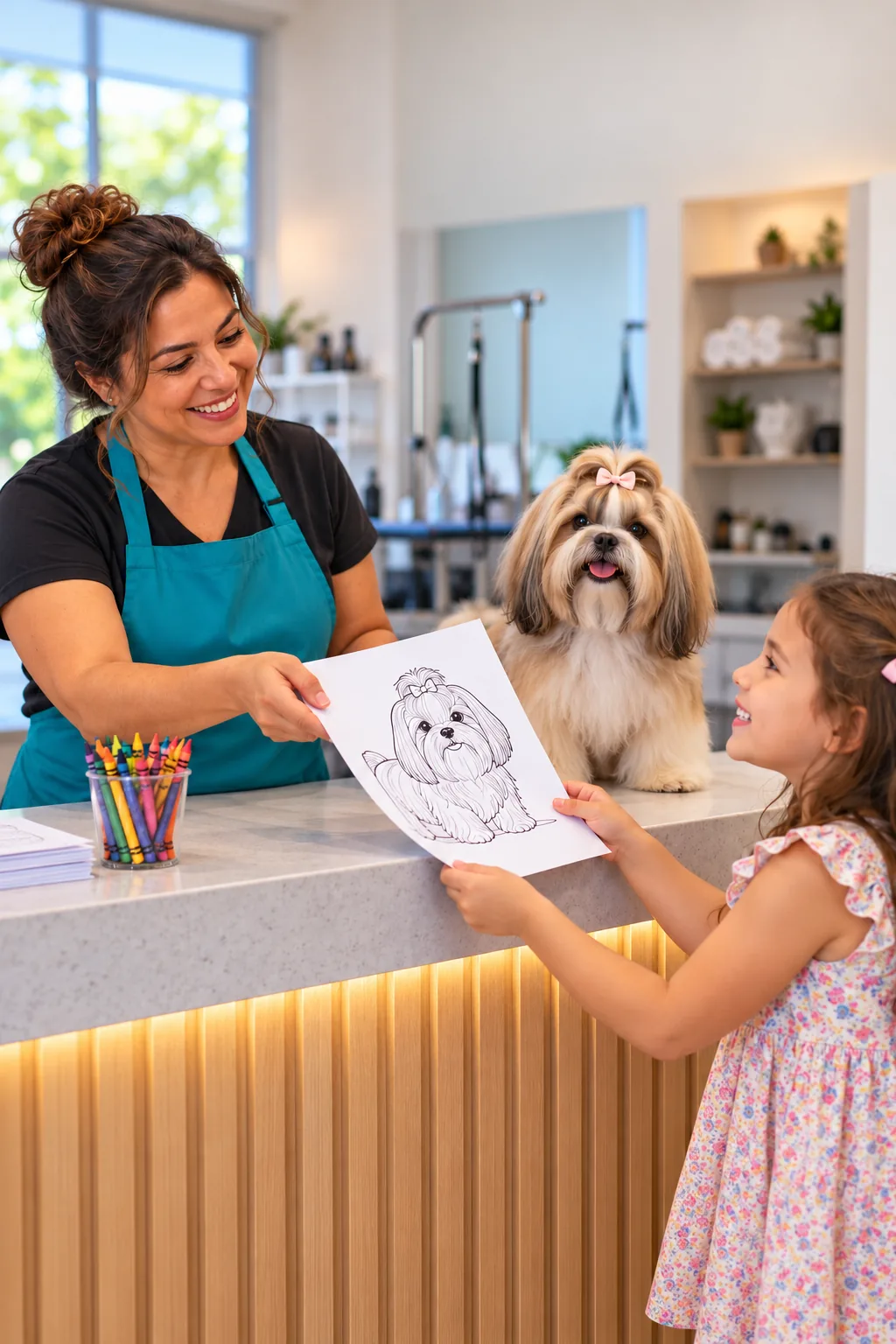 desenhos de cachorro lhasa apso para colorir — exemplo criado na Desenhos pra Colorir