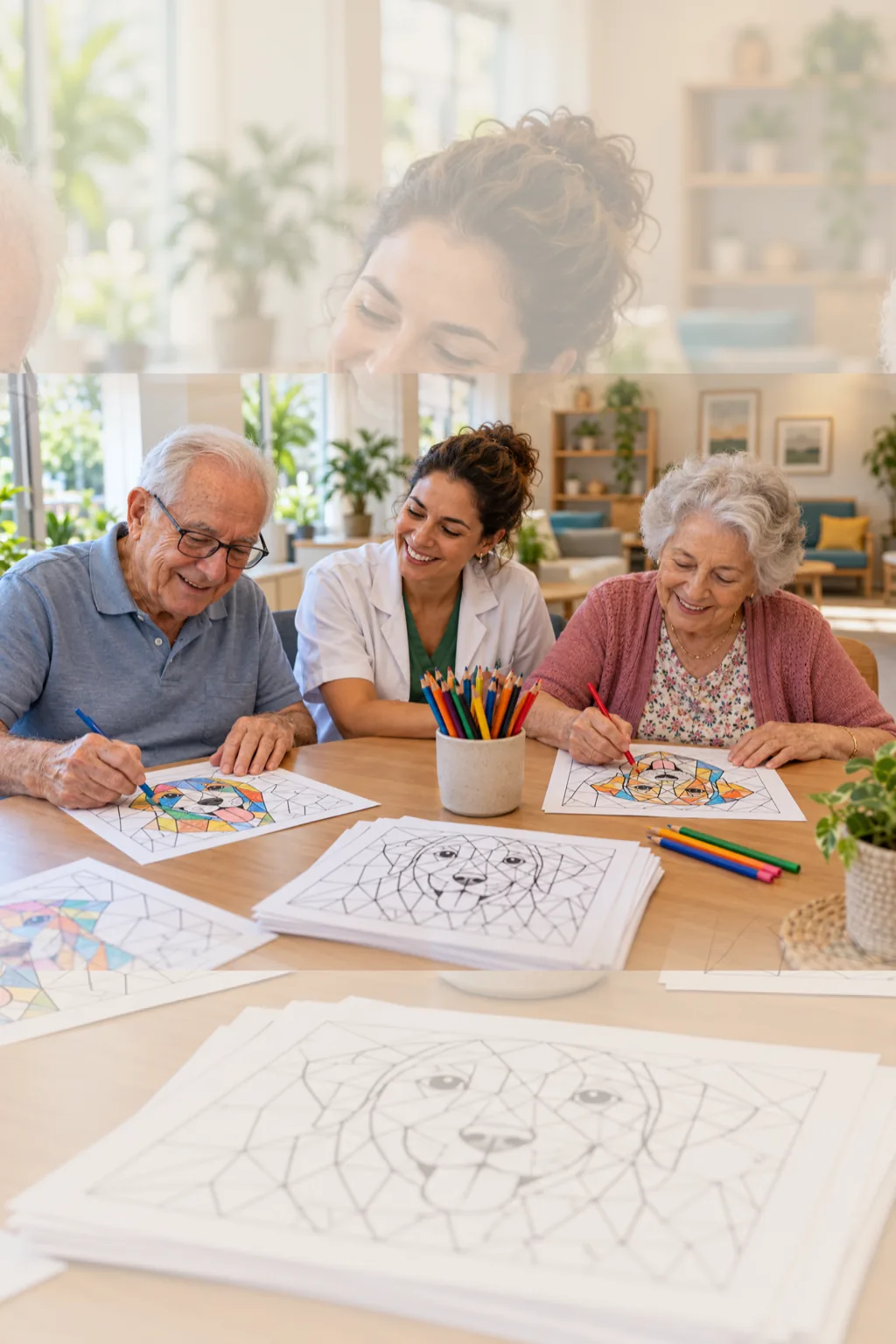 desenhos de cachorros em mosaico para colorir — exemplo criado na Desenhos pra Colorir