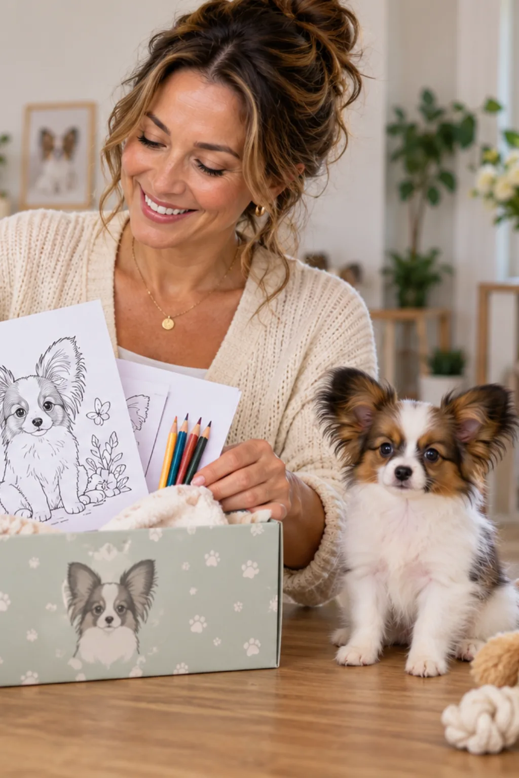 desenhos de cachorro papillon para colorir — exemplo criado na Desenhos pra Colorir