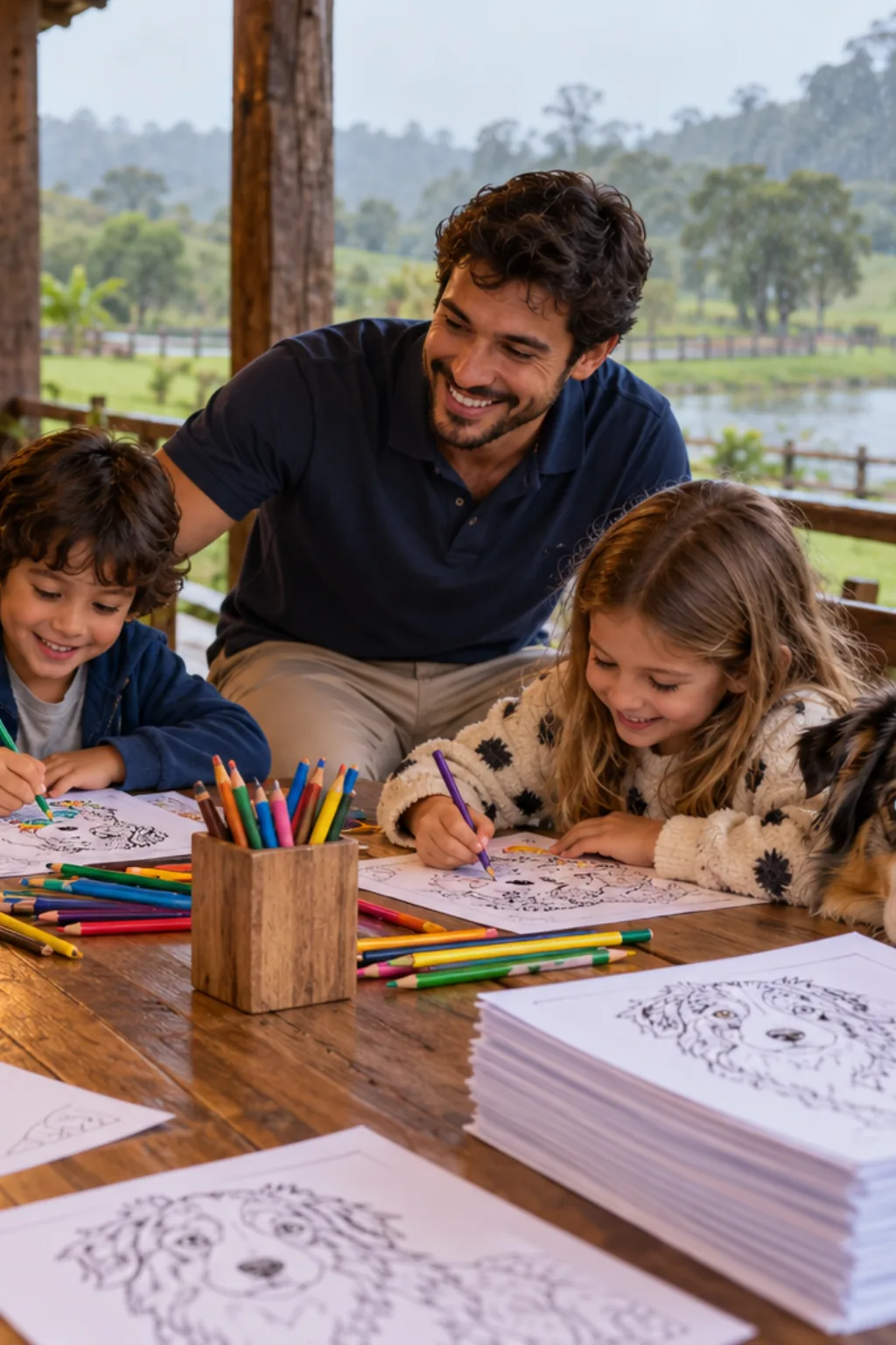 desenhos de cachorro pastor australiano para colorir — exemplo criado na Desenhos pra Colorir