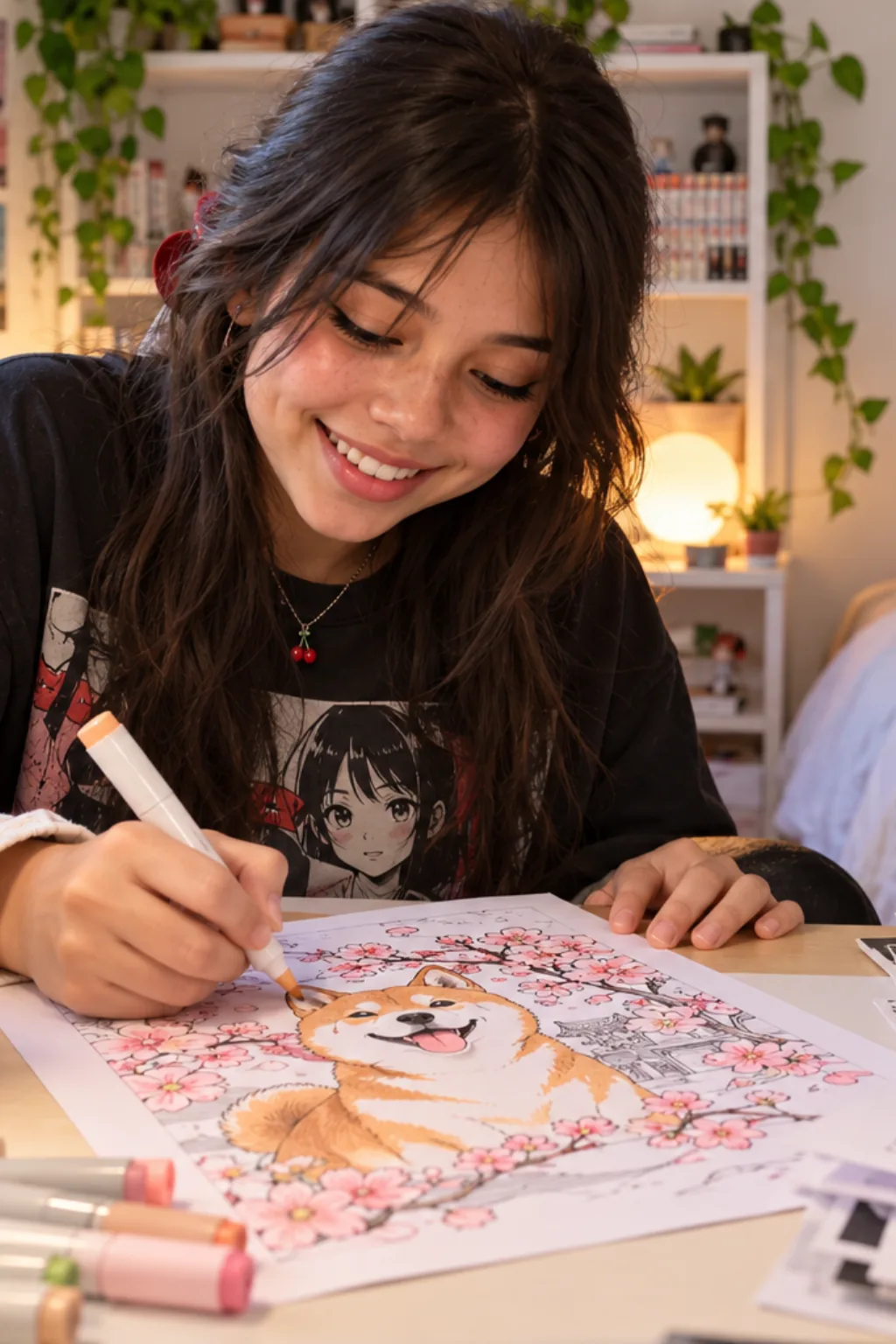 desenhos de cachorro shiba inu para colorir — exemplo criado na Desenhos pra Colorir