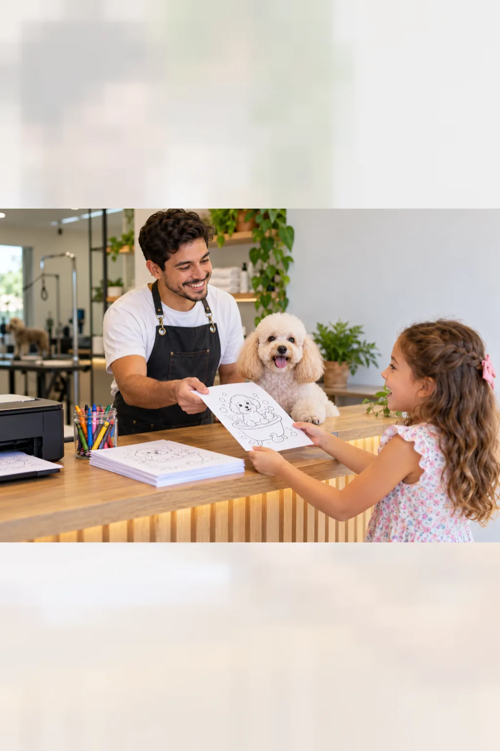 desenho de cachorro tomando banho para colorir — exemplo criado na Desenhos pra Colorir
