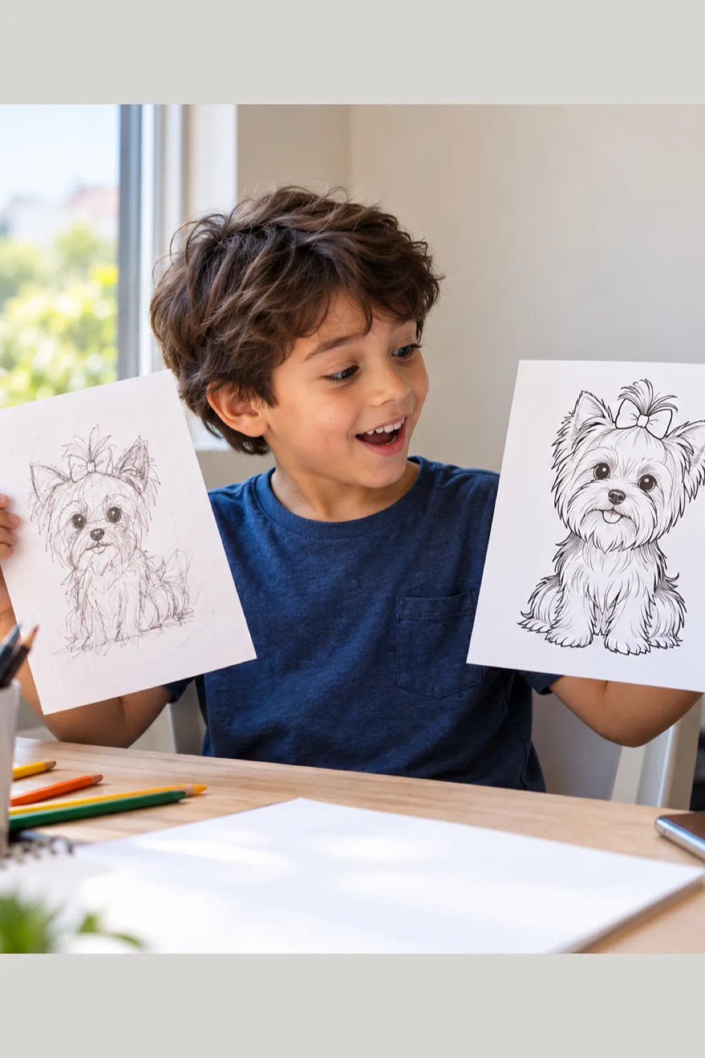 desenho de yorkshire para colorir — exemplo criado na Desenhos pra Colorir