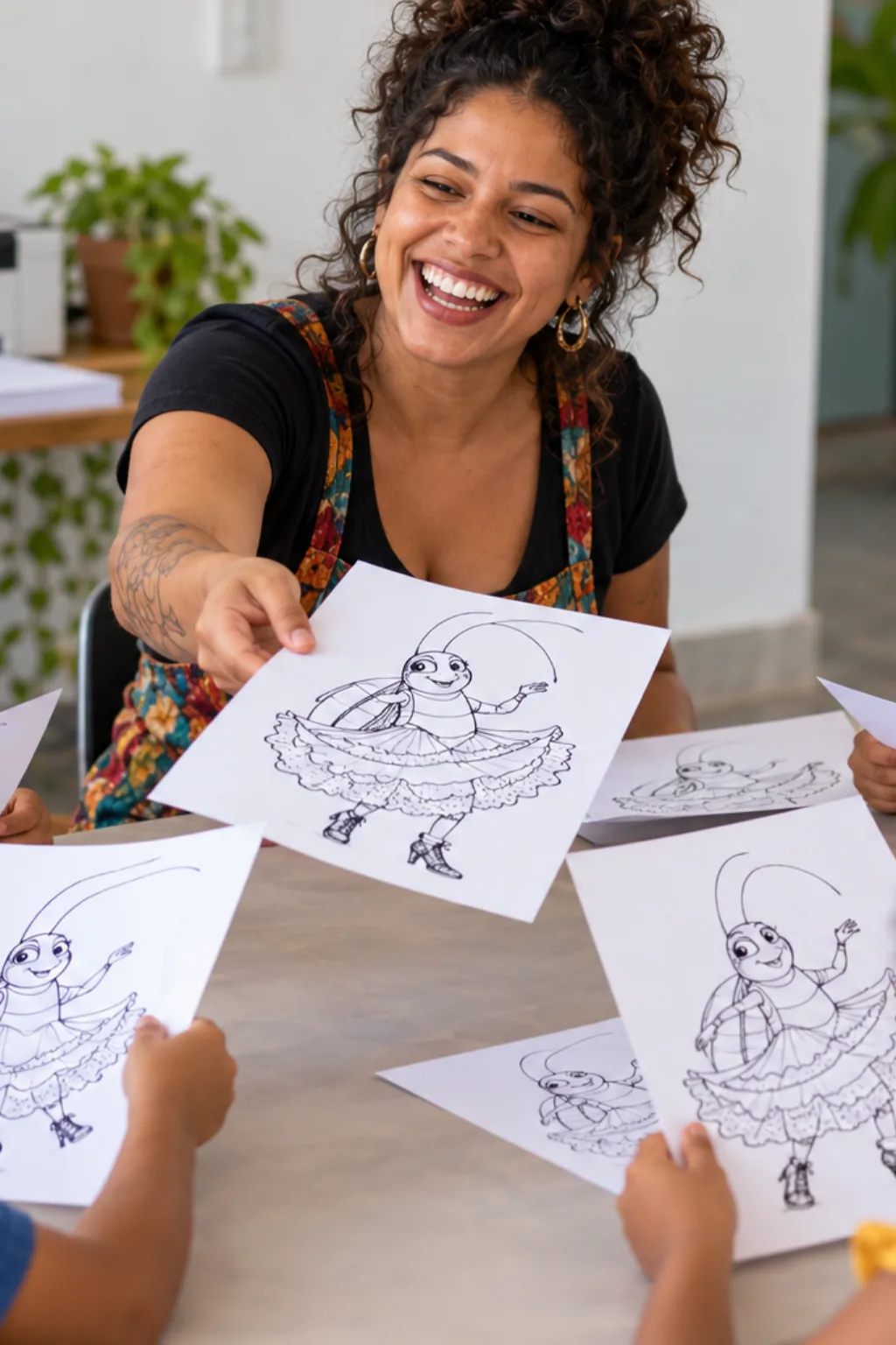 desenhos da cantiga A Barata Diz Que Tem para colorir — exemplo criado na Desenhos pra Colorir