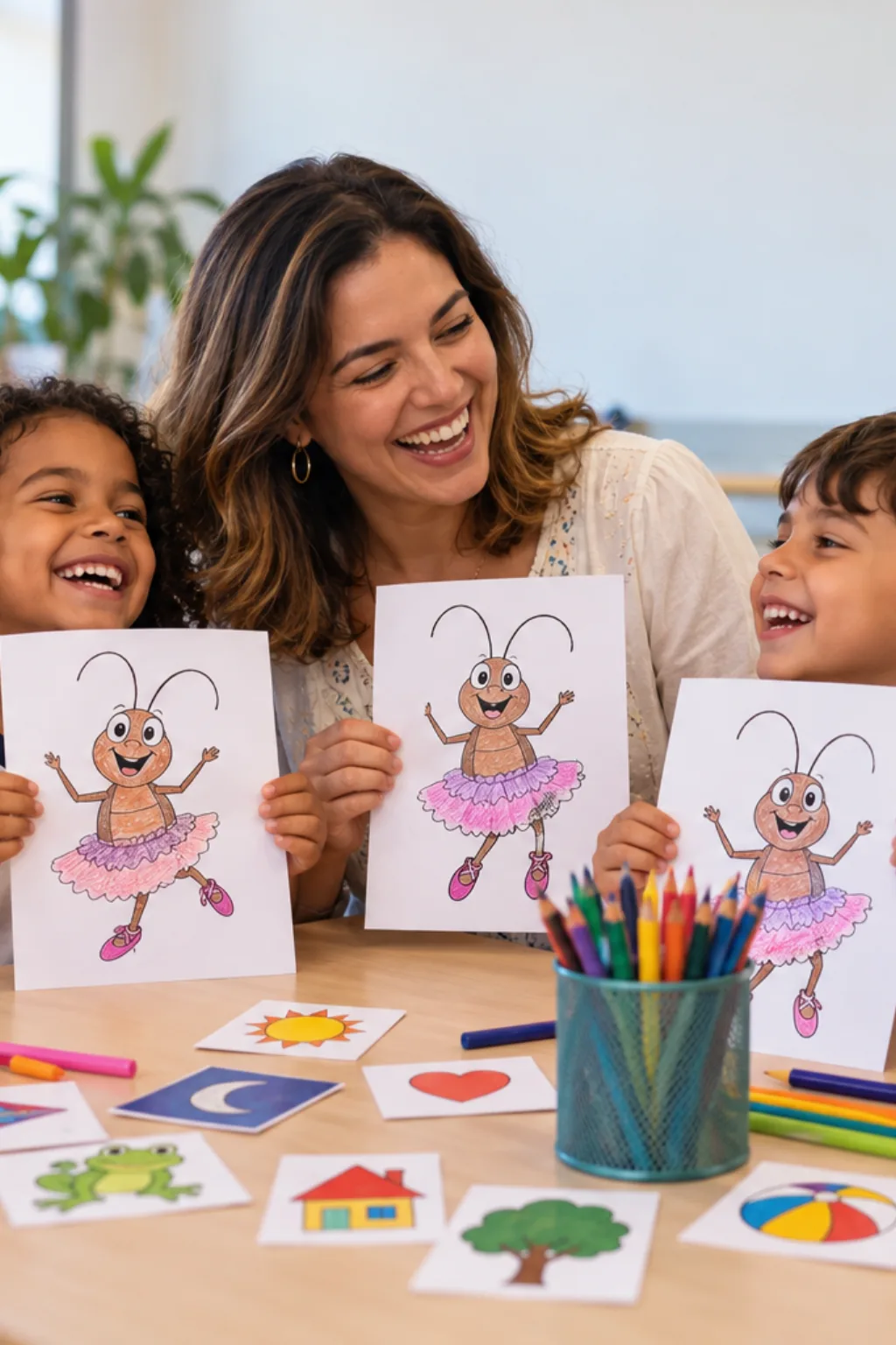 desenhos da cantiga A Barata Diz que Tem para colorir — exemplo criado na Desenhos pra Colorir