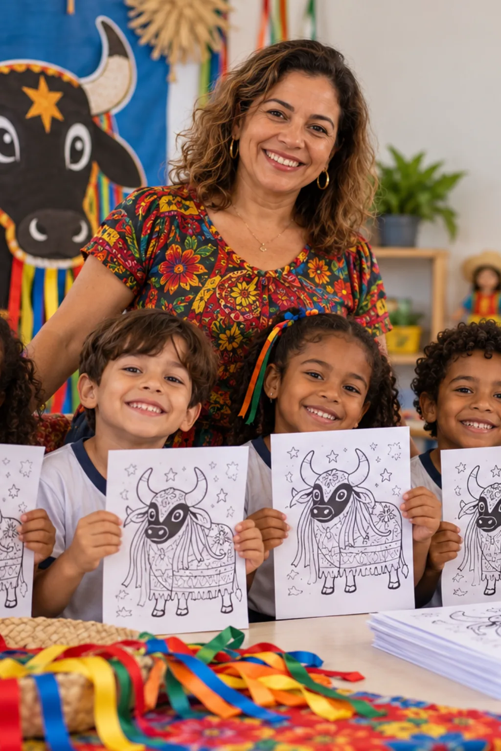desenhos da cantiga Boi da Cara Preta para colorir — exemplo criado na Desenhos pra Colorir