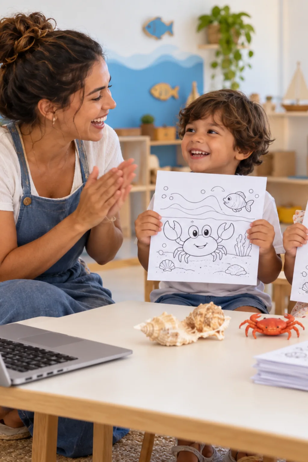 desenhos da cantiga Caranguejo Não É Peixe para colorir — exemplo criado na Desenhos pra Colorir