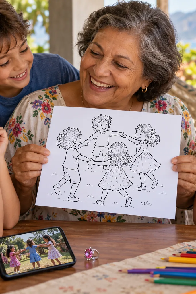 desenhos da cantiga Ciranda Cirandinha para colorir — exemplo criado na Desenhos pra Colorir
