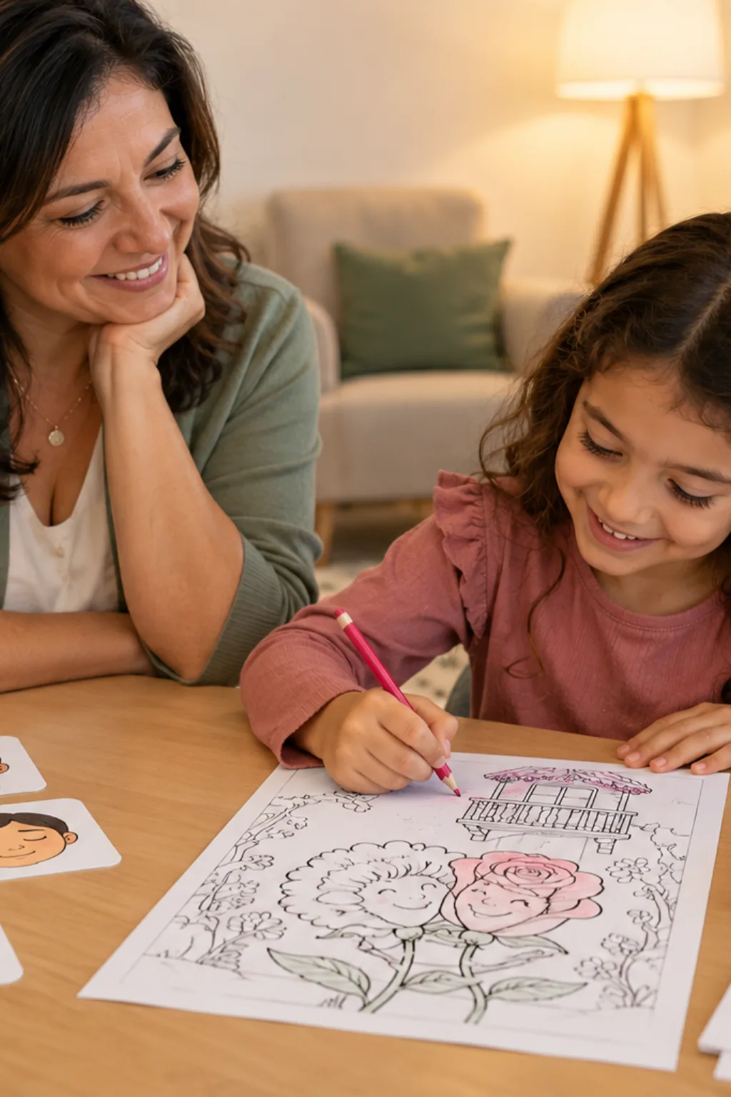desenhos da cantiga O Cravo e a Rosa para colorir — exemplo criado na Desenhos pra Colorir