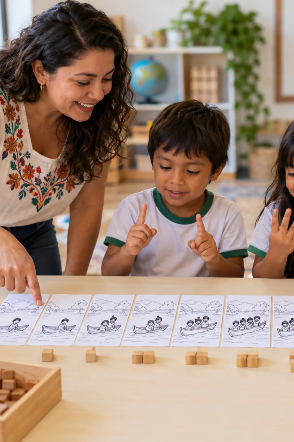 desenhos da cantiga Dez Indiozinhos para colorir — exemplo criado na Desenhos pra Colorir