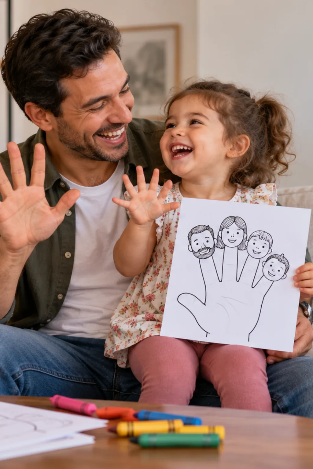 desenhos da cantiga Finger Family para colorir — exemplo criado na Desenhos pra Colorir