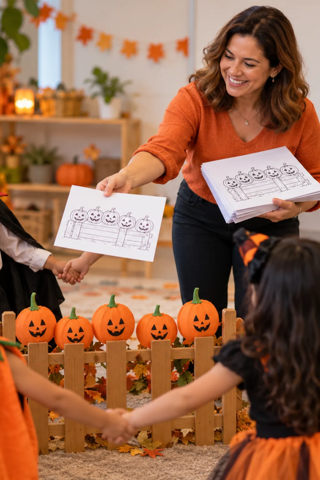 desenhos da cantiga Five Little Pumpkins para colorir — exemplo criado na Desenhos pra Colorir