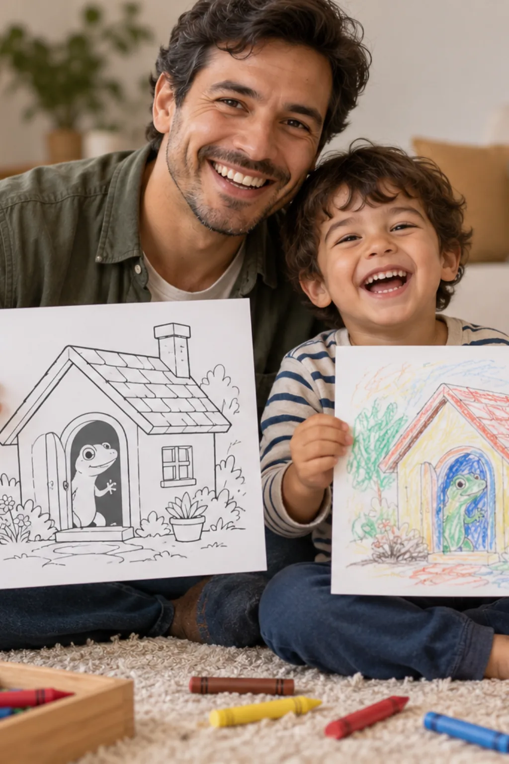 desenhos da cantiga Fui Morar numa Casinha para colorir — exemplo criado na Desenhos pra Colorir