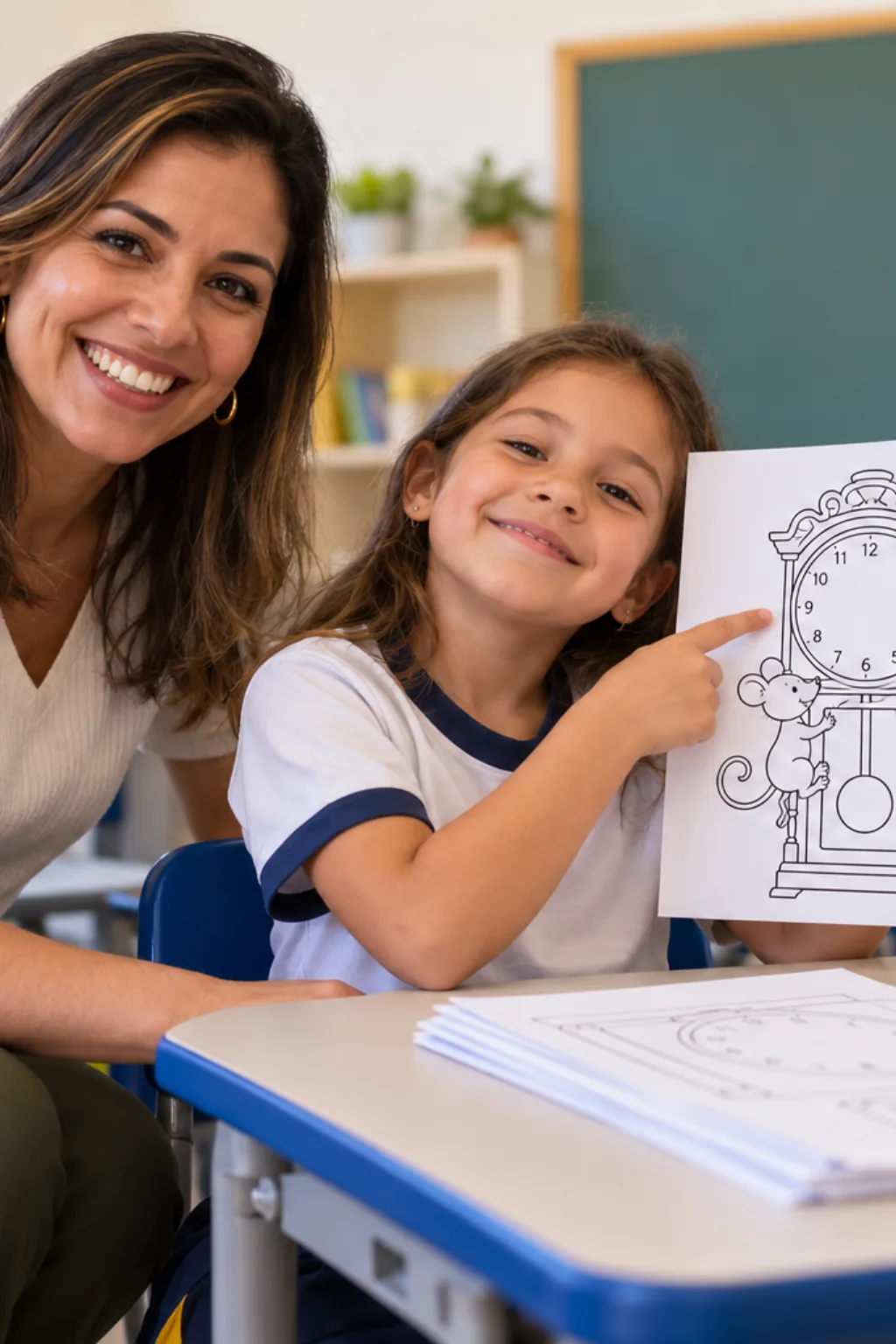 desenhos da cantiga Hickory Dickory Dock para colorir — exemplo criado na Desenhos pra Colorir