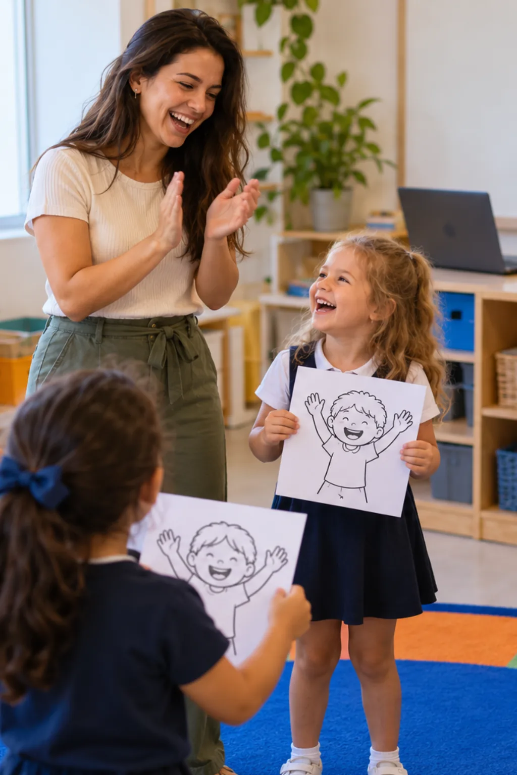 desenhos da cantiga If You're Happy and You Know It para colorir — exemplo criado na Desenhos pra Colorir