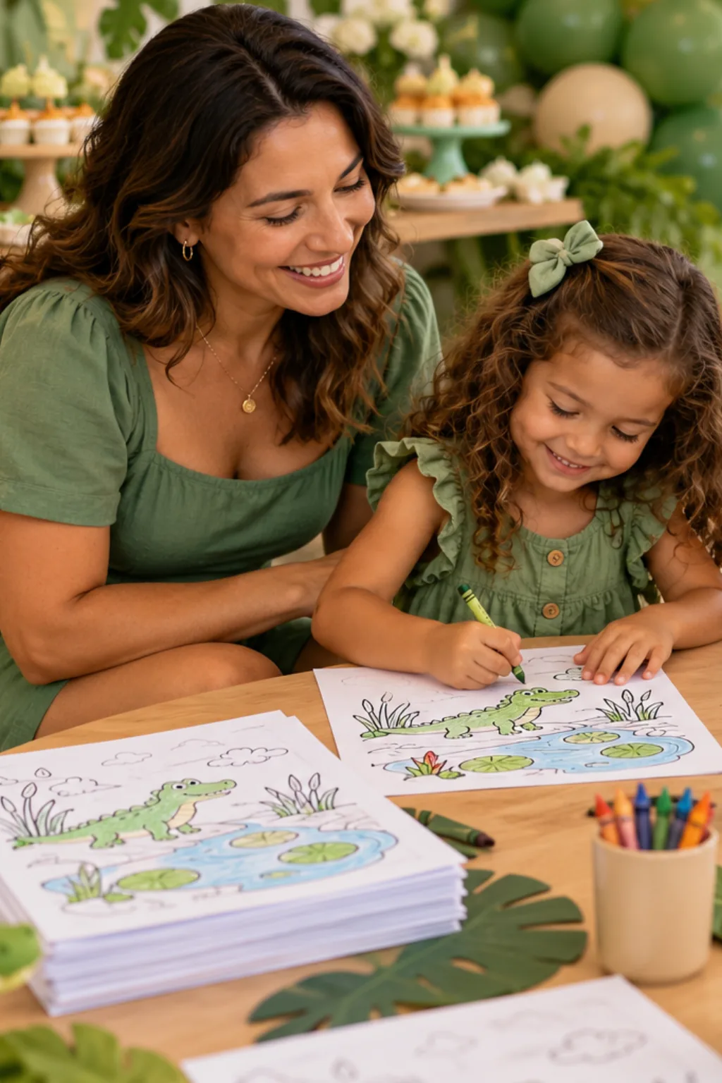 desenhos da cantiga O Jacaré Foi Passear Lá na Lagoa para colorir — exemplo criado na Desenhos pra Colorir