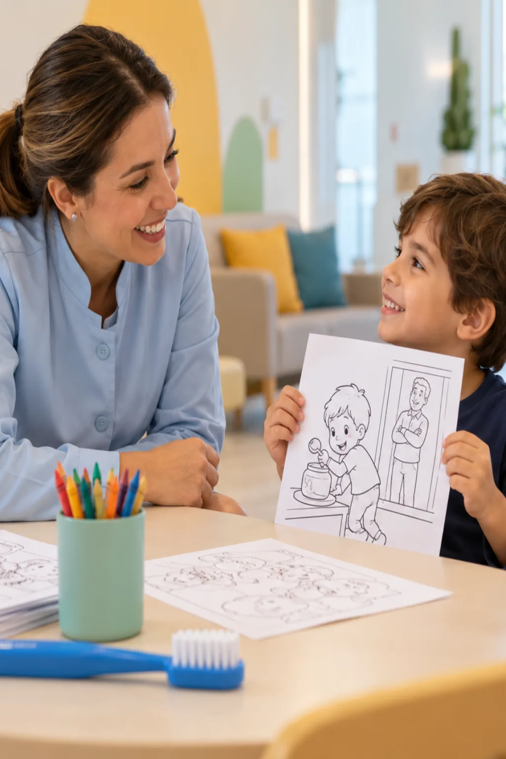 desenhos da cantiga Johny Johny Yes Papa para colorir — exemplo criado na Desenhos pra Colorir