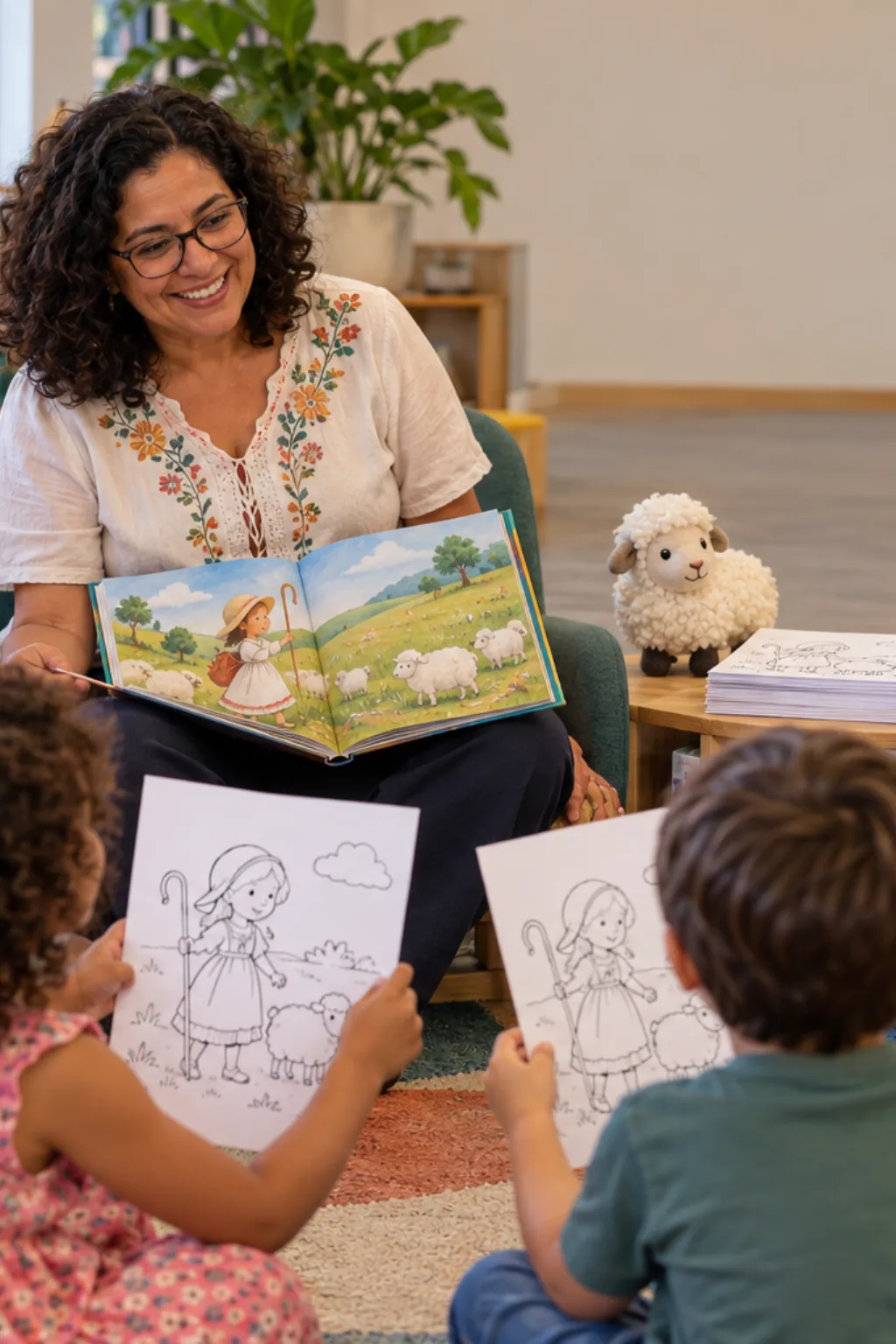 desenhos da cantiga Little Bo-Peep para colorir — exemplo criado na Desenhos pra Colorir
