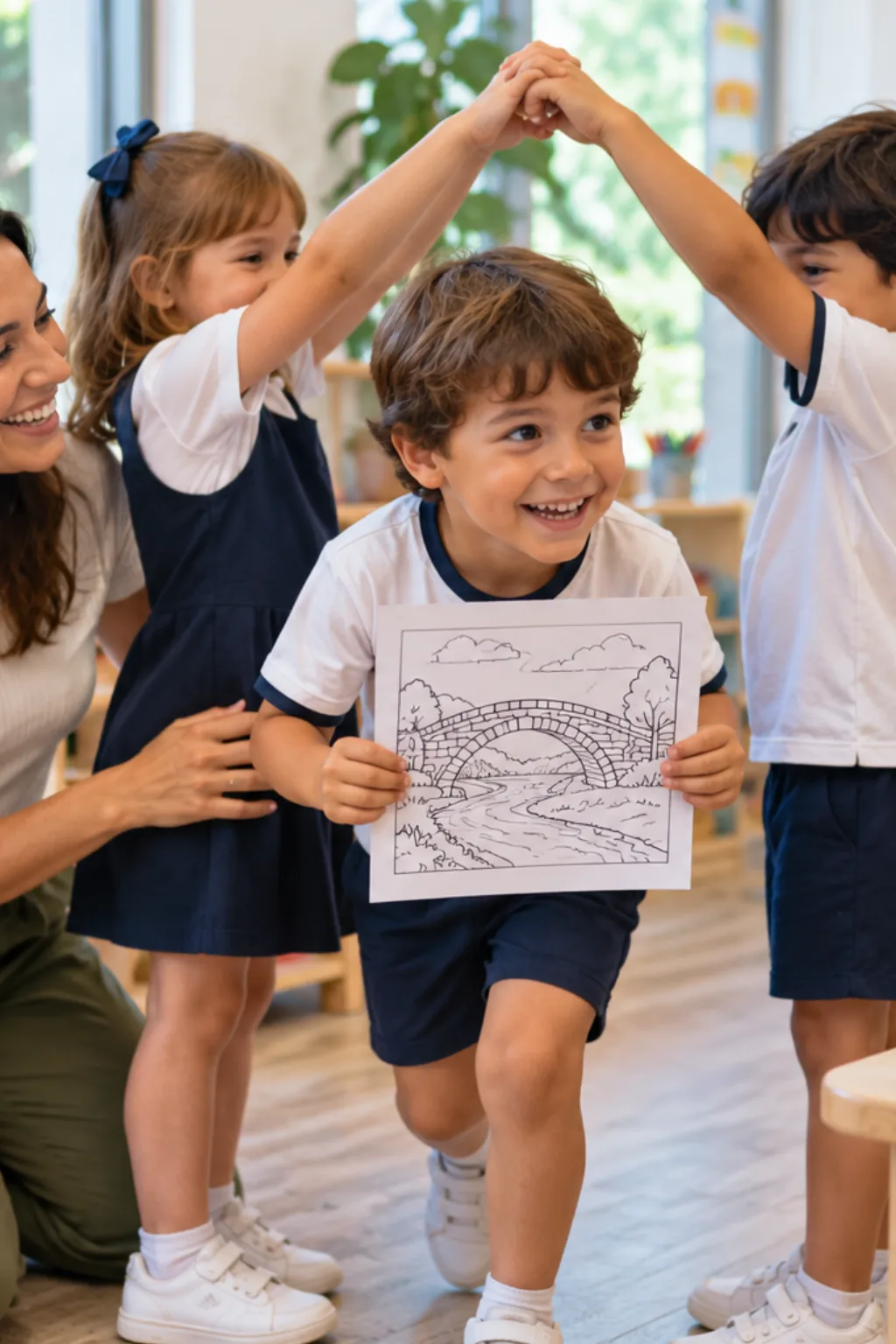 desenhos da cantiga London Bridge Is Falling Down para colorir — exemplo criado na Desenhos pra Colorir