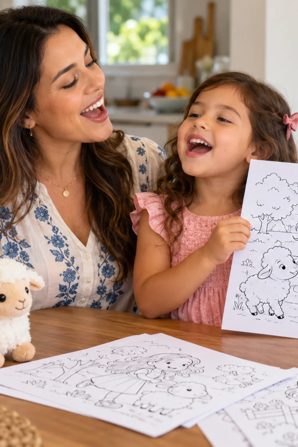 desenhos da cantiga Mary Had a Little Lamb para colorir — exemplo criado na Desenhos pra Colorir