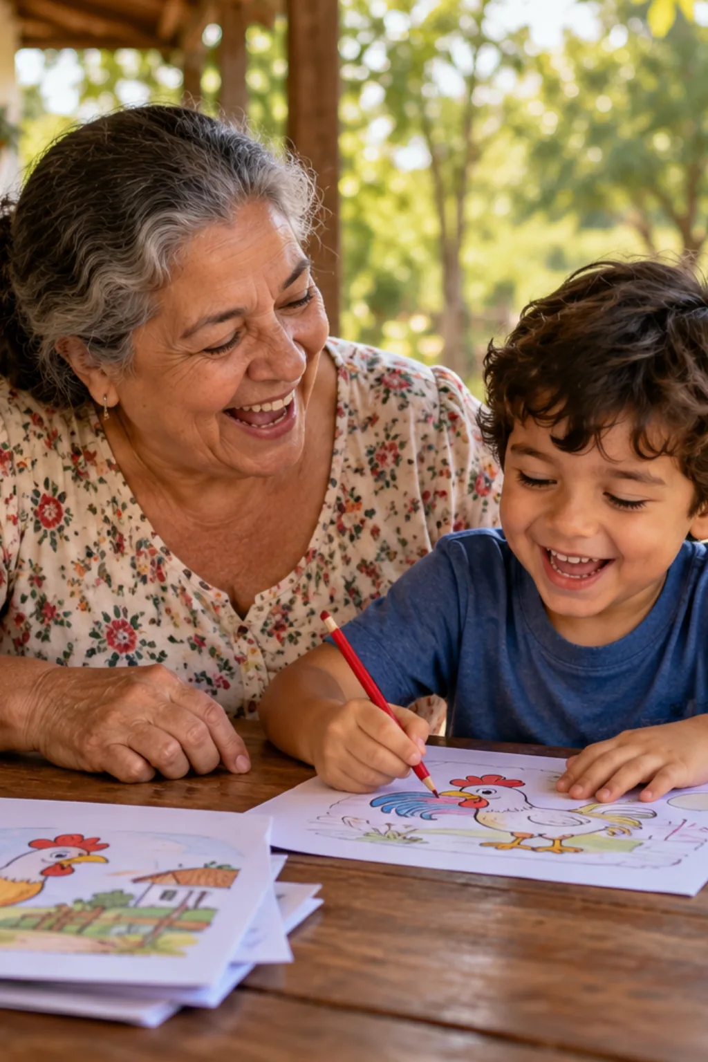 desenhos da cantiga Meu Galinho para colorir — exemplo criado na Desenhos pra Colorir
