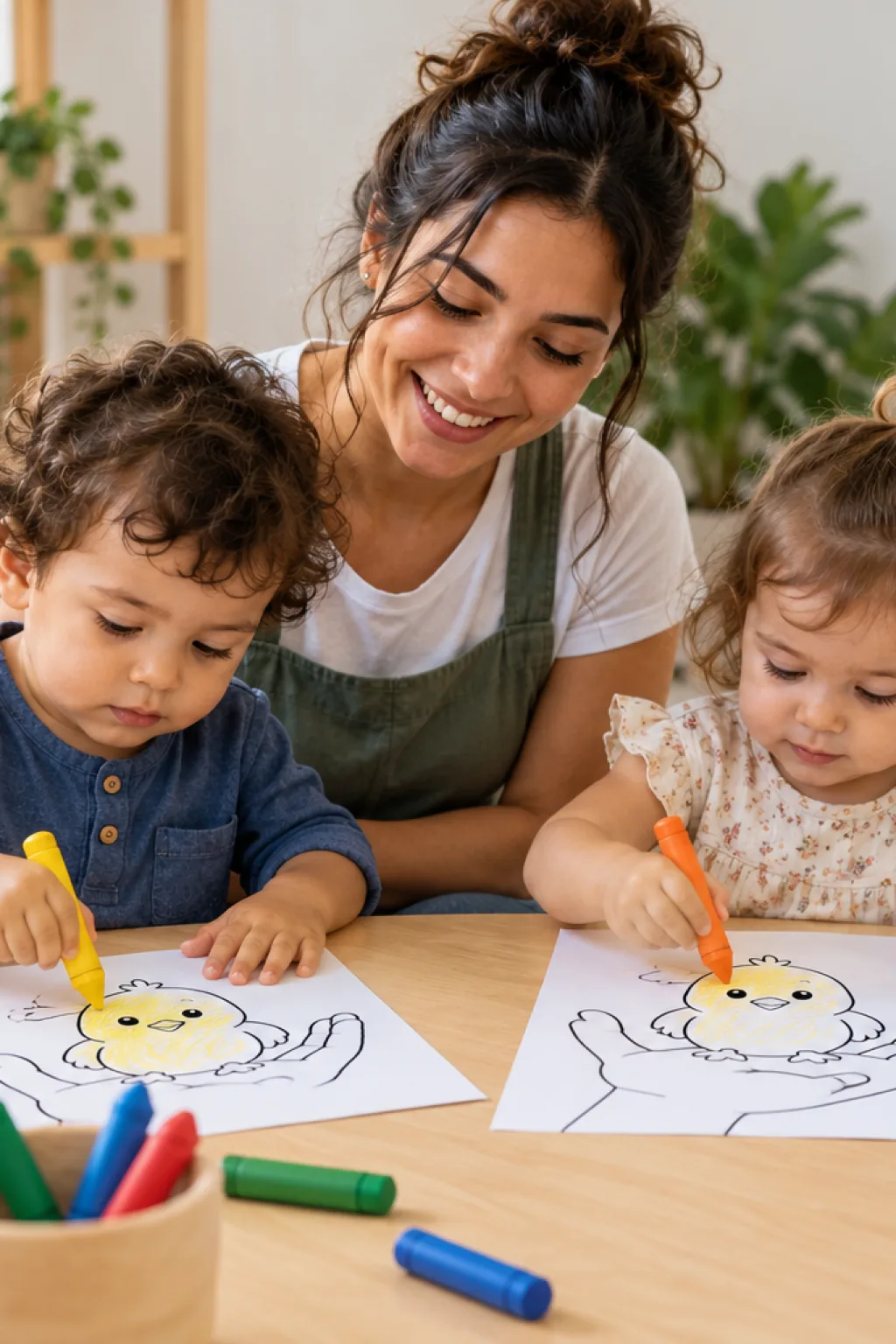 desenhos da cantiga Meu Pintinho Amarelinho para colorir — exemplo criado na Desenhos pra Colorir