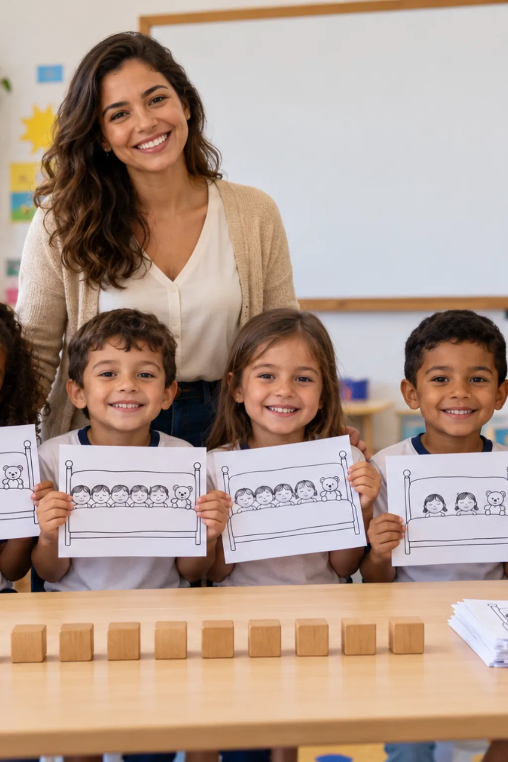 desenhos da cantiga Ten in the Bed para colorir — exemplo criado na Desenhos pra Colorir