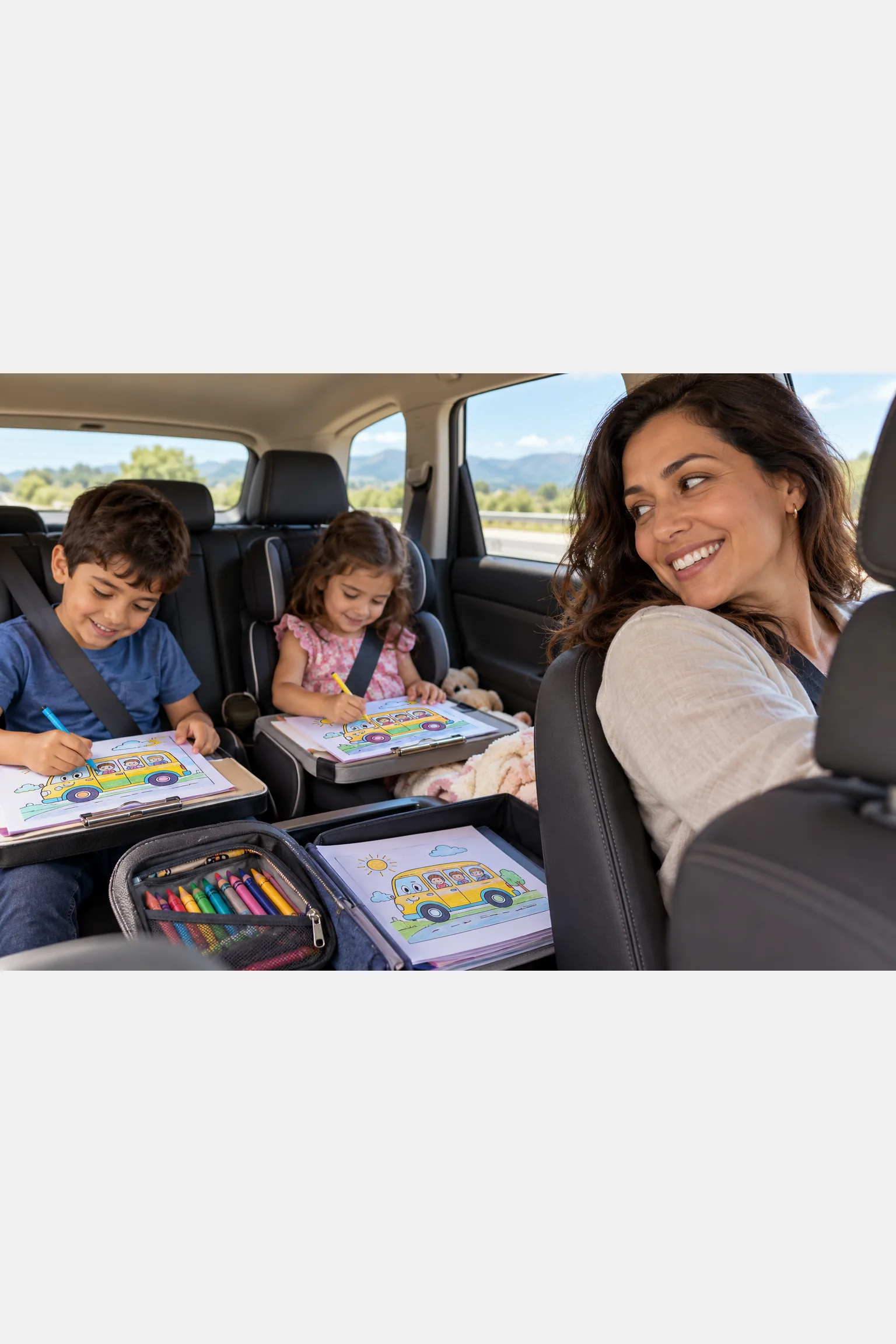 desenhos da cantiga The Wheels on the Bus para colorir — exemplo criado na Desenhos pra Colorir