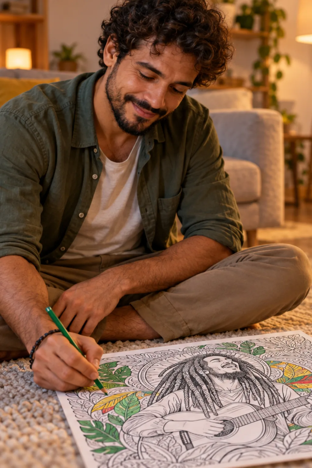 desenhos do Bob Marley para colorir — exemplo criado na Desenhos pra Colorir