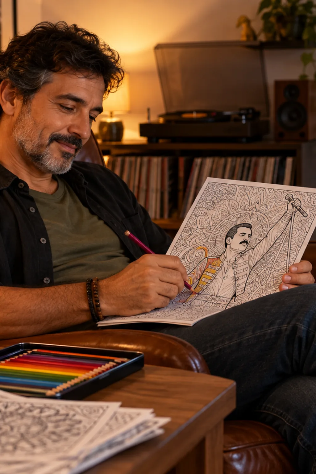 desenhos do Freddie Mercury para colorir — exemplo criado na Desenhos pra Colorir
